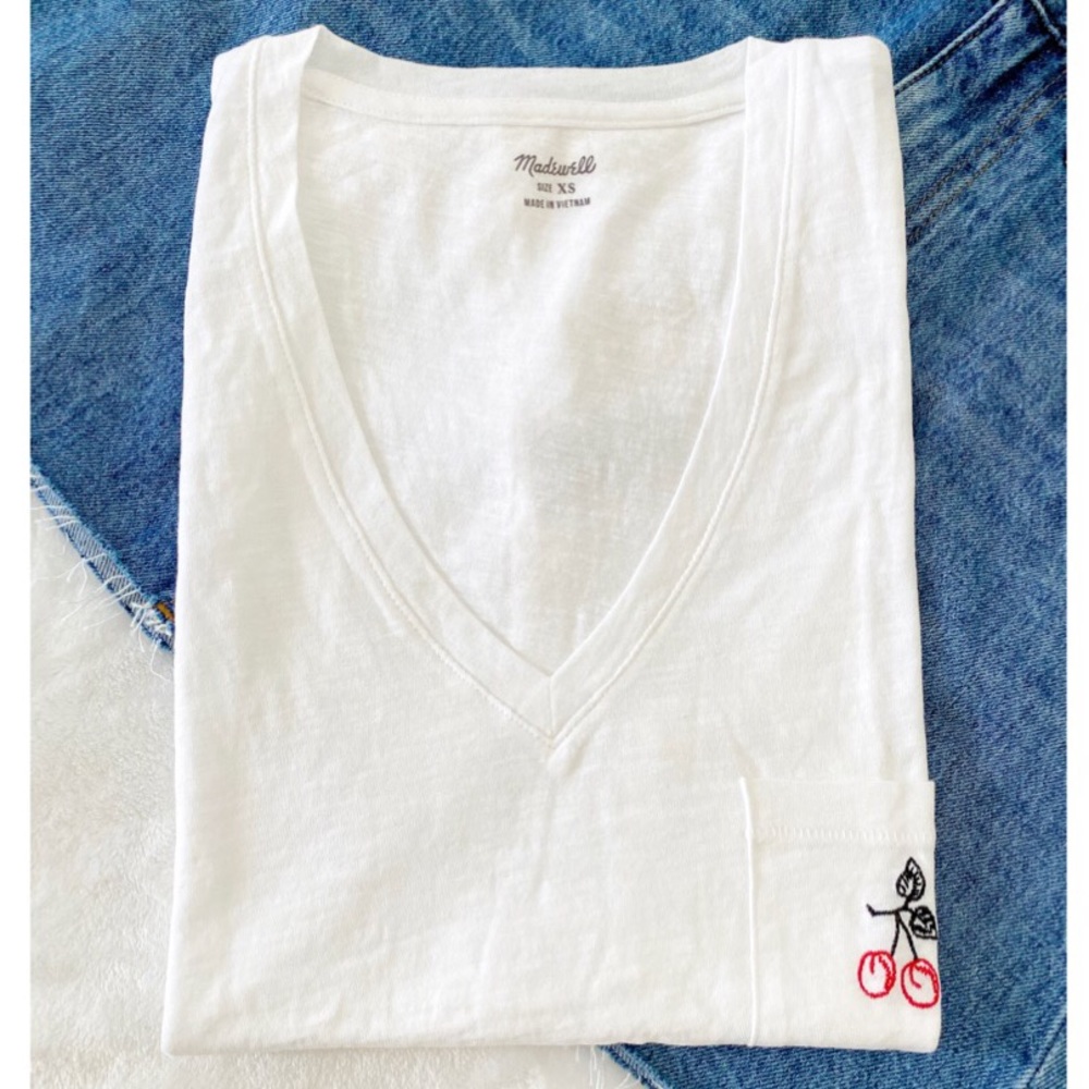 NWT Madewell Cherry Embroidered Pocket Tank - Picture 11 of 12